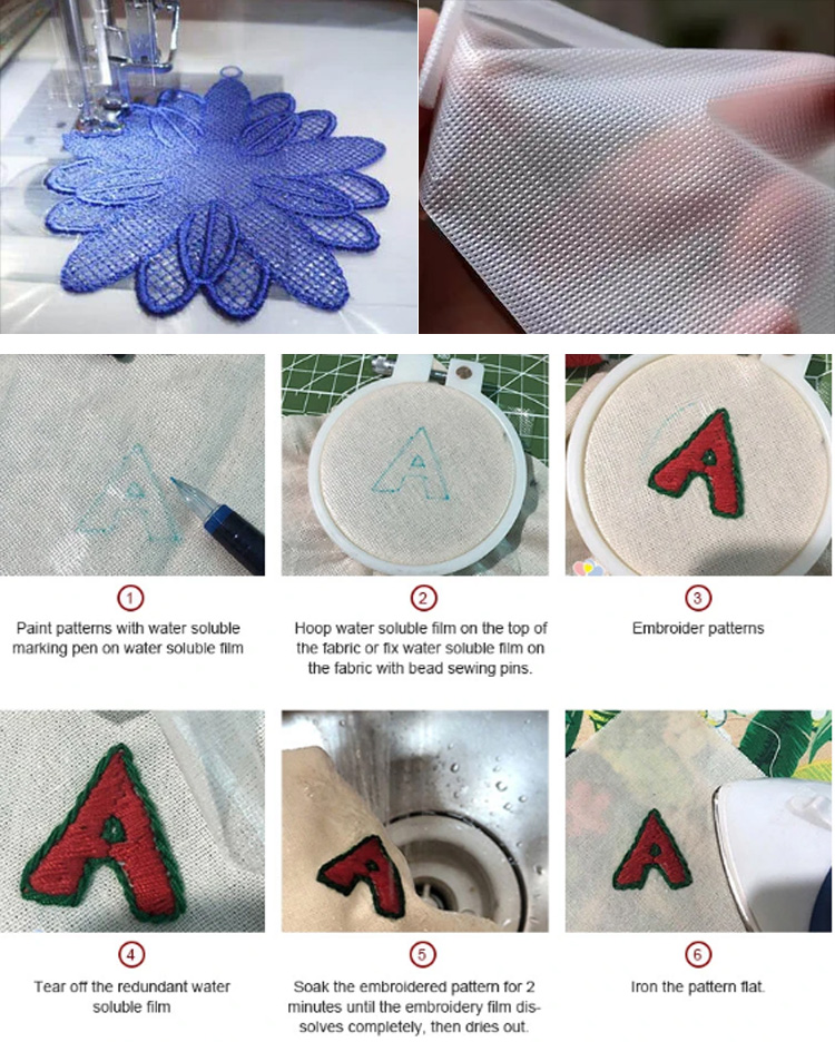 PVA Cold Water Soluble Film for Embroidery Backing
